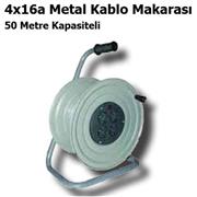50 METRE KAPASİTELİ 4X16A METAL KABLO MAKARASI