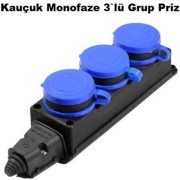 1X16 KAUÇUK MONOFAZE 3`LÜ GRUP PRİZ