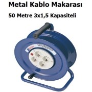 50 METRE 3X1,5 KAPASİTELİ METAL KABLO MAKARASI