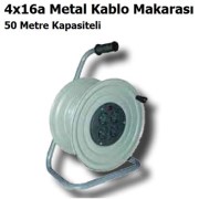50 METRE KAPASİTELİ 4X16A METAL KABLO MAKARASI