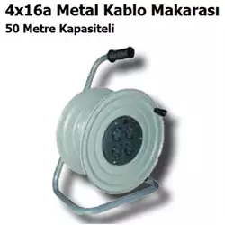 50 METRE KAPASİTELİ 4X16A METAL KABLO MAKARASI